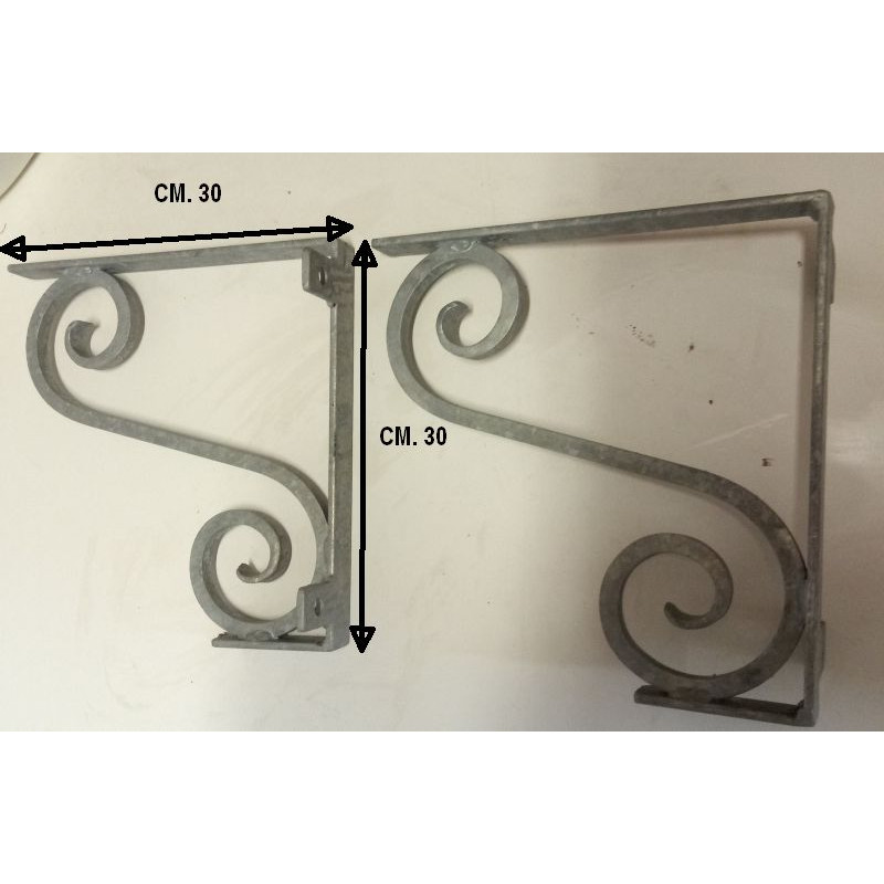 N° 2 STAFFE IN FERRO ZINCATO CM. 30X30